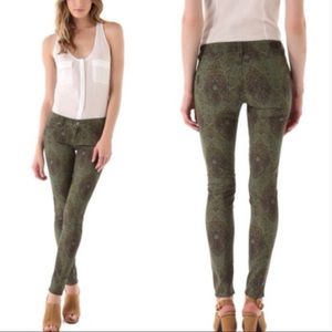 PAIGE verdugo ultra skinny green paisley jeans 25
